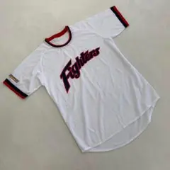 北海道日本ハムファイターズ ユニフォーム 半袖 白 ロゴ刺繍 ポリエステル製 F