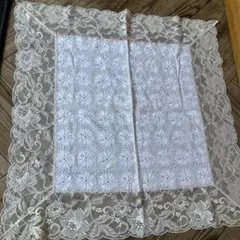 明日最終お値下げ　底値　花柄刺繍 ピンクブラウンレースハンカチサイズ 約58cm