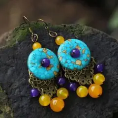 エスニック フックピアス ターコイズ エキゾチック スパイシー