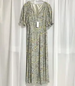 5分袖花柄シャーリングワンピース　 archives Mサイズ