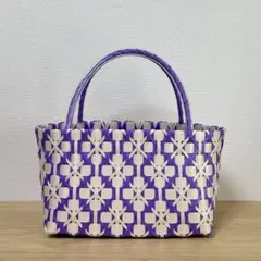ppバンドの プラカゴ バッグ　すみれ色×アイボリー　(No4936)
