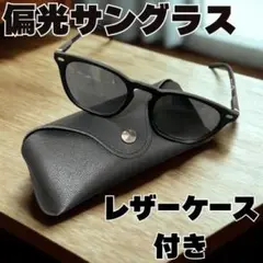サングラス メンズ ケース付 ブラックフレーム ウェリントン ユニセックス