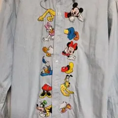 Disney Store ミッキー刺繍デニムシャツ M