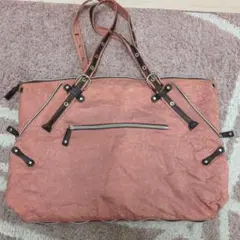 Happy＆Sac 大容量ピンクハンドバッグ 肩掛け