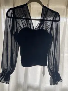 Dazy ブラック シースルー トップス S