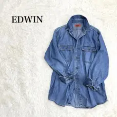 EDWIN エドウィン　503 デニムシャツ L 猫目ボタン　ブルー