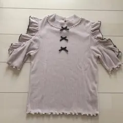 Ank Rouge肩あきフリルハイネックカットソー ピンク