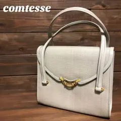 【コンテス】comtesse ハンドバッグ 高級 ホースヘア 持ち手レザー