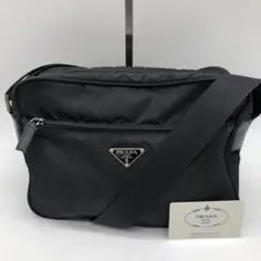 プラダ カメラバッグ ナイロン ポコノ 黒 斜め掛け ポーチ レザー ミニバッグ