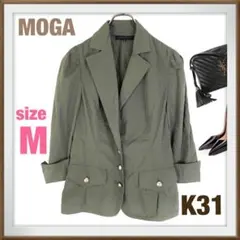 MOGA【M】テーラードジャケット カジュアル ミリタリー 七分袖 綿混