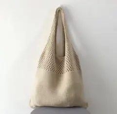ベージュ メッシュデザイン ショルダーバッグ