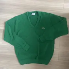 LACOSTE グリーン Vネックセーター L