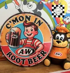 ルートビア⑩ A&W　ブリキ看板　アメリカン雑貨　エンダー　アメリカンガレージ