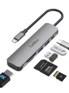 Lvdou USB C ハブ 6-in-1 アダプタ