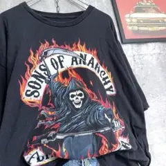 US古着/XL サンズオブアナーキー 半袖Tシャツ メンズ ドクロ メタル 黒