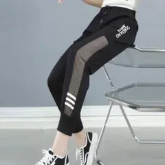 ヒップホップ XL メッシュ ライン 黒 ジム レディース パンツ 速乾性