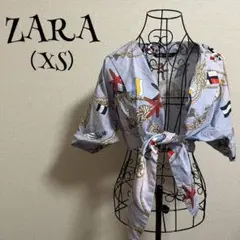 ZARA/ザラ（XS）シャツ/ブルー系/マリンテイスト/半袖/前結び/エリック