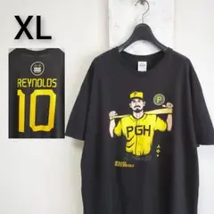 古着　MLB　パイレーツ　Tシャツ　ブラック　レイノルズ　ナンバリング　XL