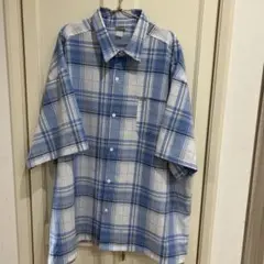CaliTop 半袖シャツ 青白チェック