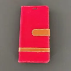 【訳あり】手帳型ケース P10 レッド　布