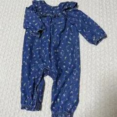 6-12months デニム　花柄　ロンパース