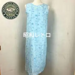 cr99　ブルーレトロワンピース　ノースリーブワンピース