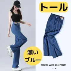 韓国 トールサイズ XL ジーンズ レディース デニム 涼しい 丈長め テンセル