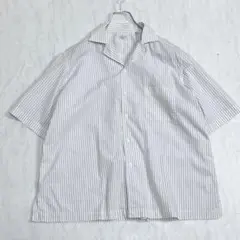 美品『バグッタ』ウォッシュドコ ットンストライプS/Sオープンカラーシャツ 44