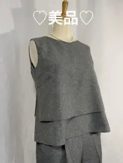 ♡美品♡ グレー ノースリーブ レイヤード パンツセットアップ サイズ38