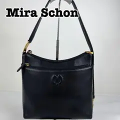 【2way】 ミラショーン ショルダーバッグ 本革 ゴールド金具 フォーマル 黒