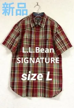 L.L.Bean SIGNATURE 綿＊麻 スリムフィットチェックシャツ　半袖