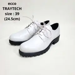 【新品未使用】ecco TRAY TECH ホワイト レザーシューズ 革靴 白