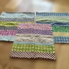 ハンドメイド　ストライプドット クッションカバー　2枚と1枚