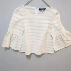 【美品】 エムズグレイシー　レース　花柄　ブラウス　ボーダー　フレア