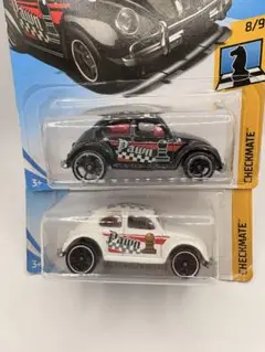Hot Wheels フォルクスワーゲンビートル チェックメイト白・黒2台セット
