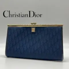 美品✨ ディオール トロッター柄 クラッチバッグ ゴールド金具 ネイビー