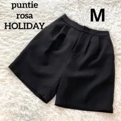 【アンティローザホリデー】ツータックストレッチショートパンツ　黒Mシンプル無地