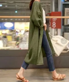 JUNOAH 新品 未使用 リネン混ロングガウンカーディガン Mサイズ