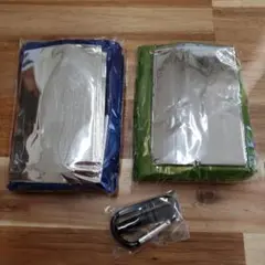 防災グッズ アウトドア用品 レインポンチョ2アルミブランケット2ホイッスルセット