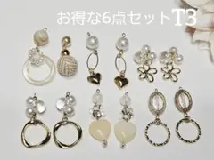 T3...お得な6点セット♡大人可愛い♡ハンドメイドピアス/イヤリングまとめ売り