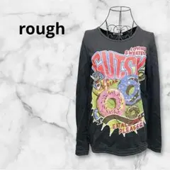rough⭐︎ユニセックス⭐︎長袖Tシャツ　ドーナツ　くま　ダークグレー　中厚　ラフ