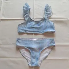 即日発送　H&M 青と白のストライプ水着 6X/7