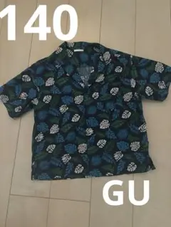 GU リーフ柄 アロハ半袖シャツ 140