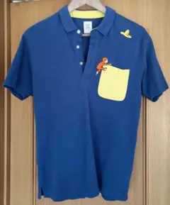 美品 Sサイズ グラニフ　おさるのジョージ　ポロシャツ ブルー系