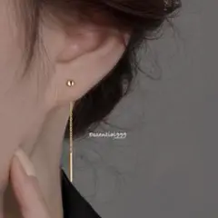 50_ボール チェーン ピアス ゴールド 人気 ドロップ 揺れる 華奢 お洒落