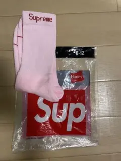 【激レア・新品未使用】Supreme × Hanes ピンク ソックス FW21