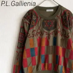 P.L.Gallienia カットソー クルーネック ウール混 古着 レトロ