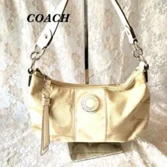 COACH ベージュ ロゴ ワンショルダーバッグ