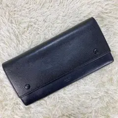 【高級】セリーヌ 長財布 ラージフラップ マルチファンクション レザー ブラック