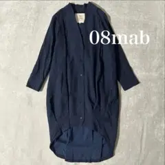 08mab⭐︎ コットンリネン 麻　シャツワンピースジャケット　ネイビー